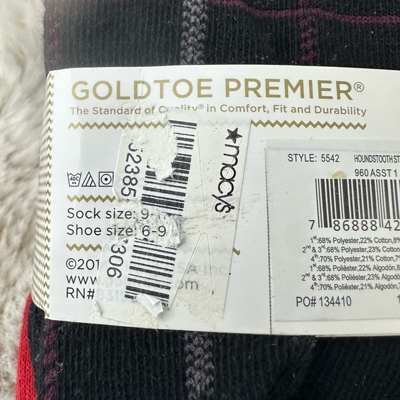 NWT - Gold Toe crew sock HOUNDSTOOTH STRIPE FASHION 4 Pair - Picture 3 of 4